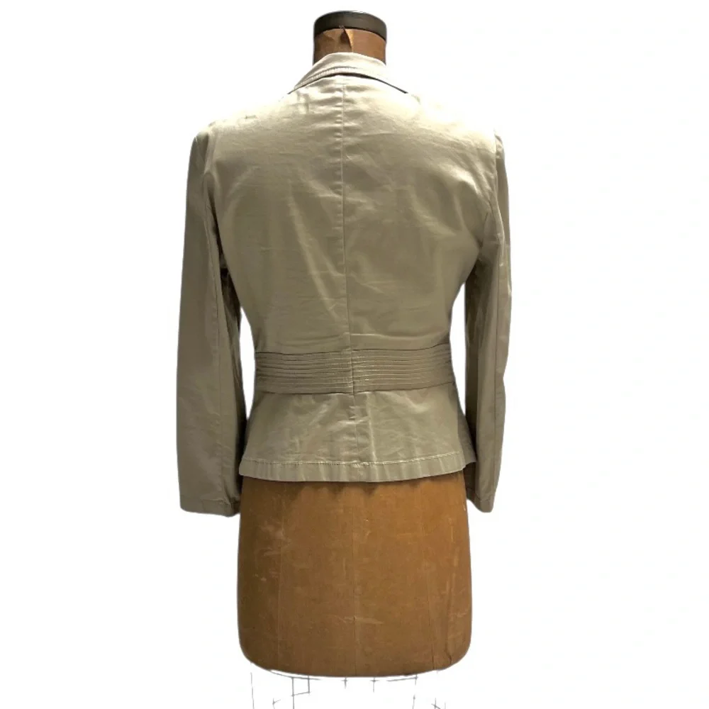 DKNY Tan Cropped Blazer Cotton Fitted Office Carrier Preppy Academia‎ Minimalist